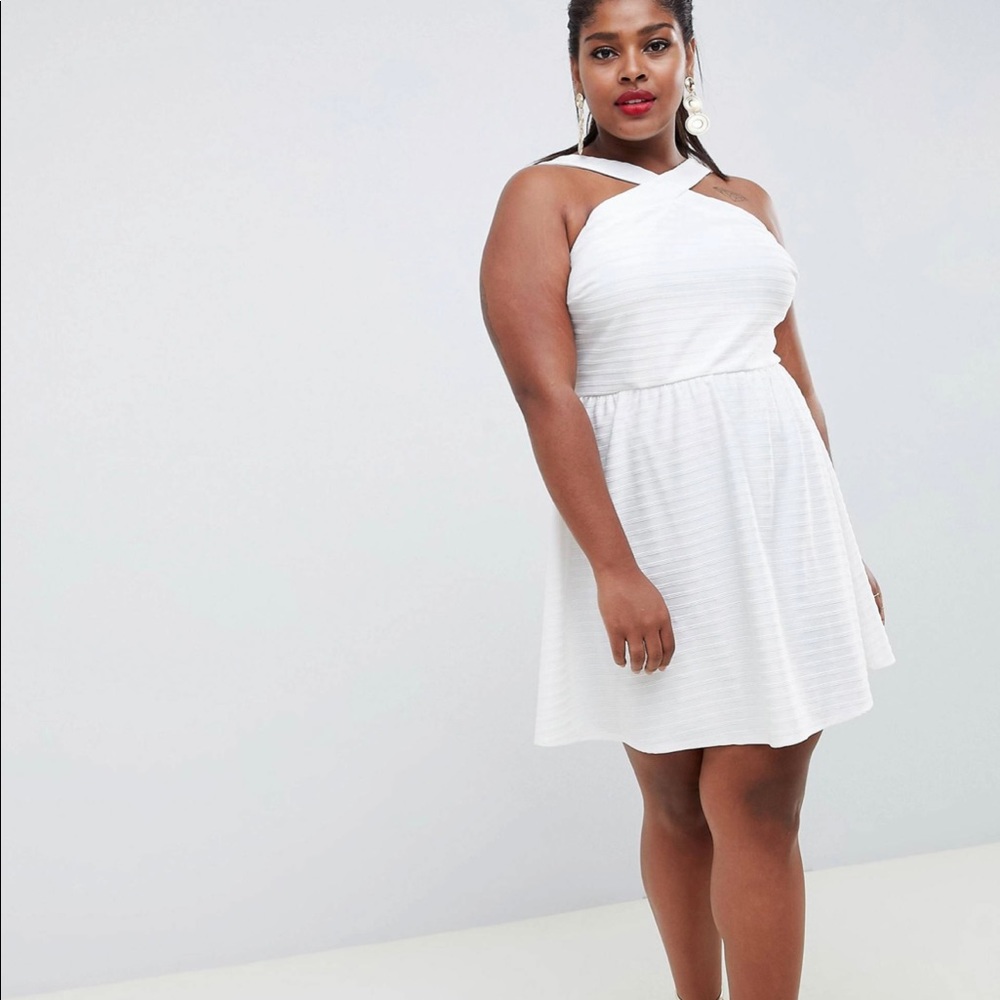 ASOS curve cross neck bandage mini skater dress